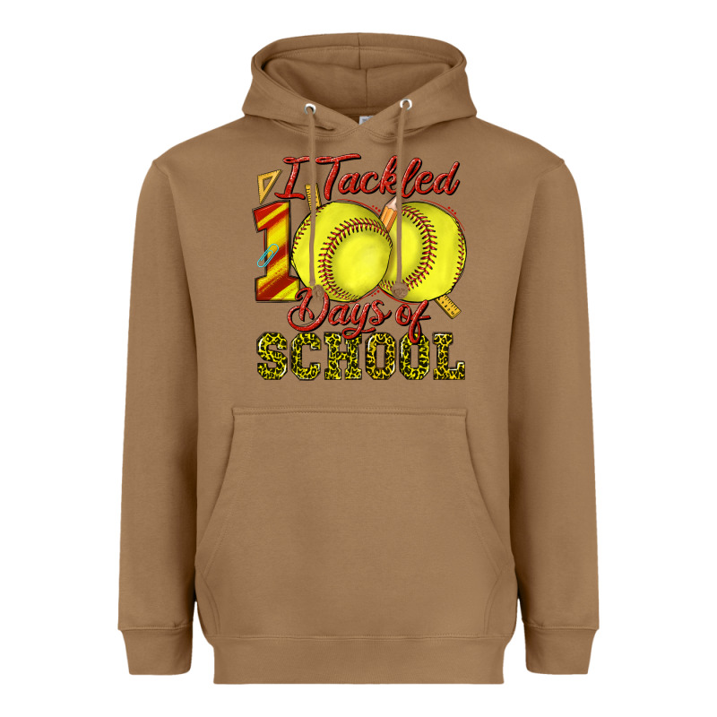 I Tackled 100days Of School Softball Heavyweight Hoodie by texasbilliewilder | Teevron