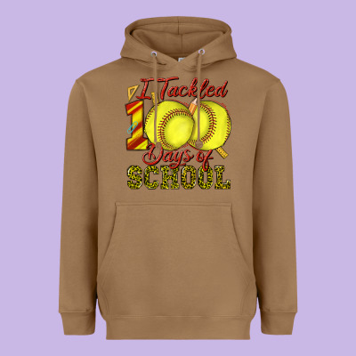 I Tackled 100days Of School Softball Heavyweight Hoodie Designed By Texasbilliewilder