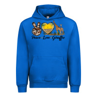 Cobalt Peace Love Giraffes Urban Hoodie - LillyAllenDesigns