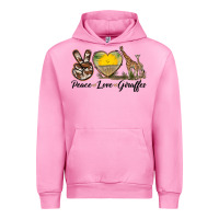 Fuchsia Pink Peace Love Giraffes Urban Hoodie - LillyAllenDesigns
