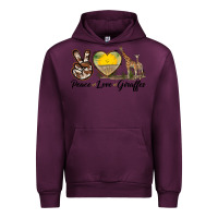 Mauve Wine Peace Love Giraffes Urban Hoodie - LillyAllenDesigns
