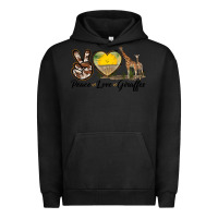 Pigment Black Peace Love Giraffes Urban Hoodie - LillyAllenDesigns