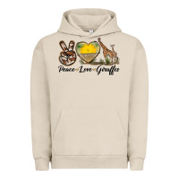 Pigment French Oak Peace Love Giraffes Urban Hoodie - LillyAllenDesigns