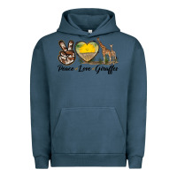 Pigment Midnight Navy Peace Love Giraffes Urban Hoodie - LillyAllenDesigns