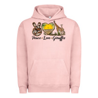 Pigment Salmon Peace Love Giraffes Urban Hoodie - LillyAllenDesigns