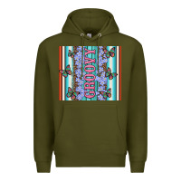 Army Green groovy with flowers and Butterflies Premium Hoodie - Artiststas