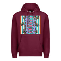 Burgundy groovy with flowers and Butterflies Premium Hoodie - Artiststas