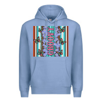 Colony Blue groovy with flowers and Butterflies Premium Hoodie - Artiststas