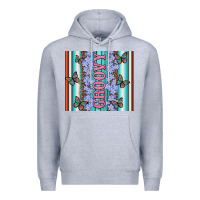 Heather Grey groovy with flowers and Butterflies Premium Hoodie - Artiststas