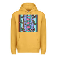 Mustard groovy with flowers and Butterflies Premium Hoodie - Artiststas