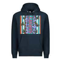 Navy groovy with flowers and Butterflies Premium Hoodie - Artiststas