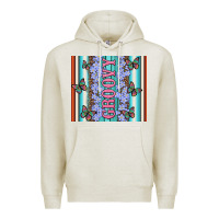 Oatmeal Heather groovy with flowers and Butterflies Premium Hoodie - Artiststas