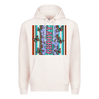 Pale Pink groovy with flowers and Butterflies Premium Hoodie - Artiststas