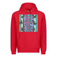 Red groovy with flowers and Butterflies Premium Hoodie - Artiststas