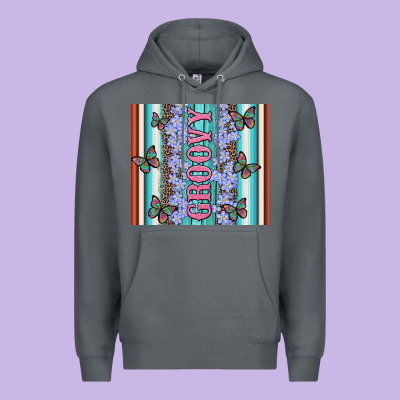 Groovy With Flowers And Butterflies Premium Hoodie Designed By Artiststas