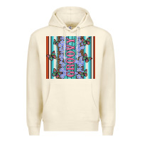 Sandshell groovy with flowers and Butterflies Premium Hoodie - Artiststas
