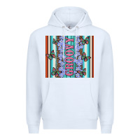 White groovy with flowers and Butterflies Premium Hoodie - Artiststas