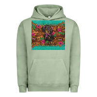 Pigment Oil Green dachshund Urban Hoodie - BarkalooDesign
