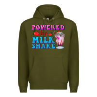 Army Green powered by milkshake Premium Hoodie - AdoDesignShop