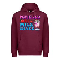 Burgundy powered by milkshake Premium Hoodie - AdoDesignShop