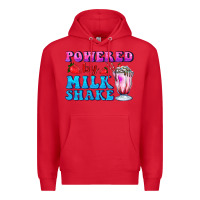 Red powered by milkshake Premium Hoodie - AdoDesignShop