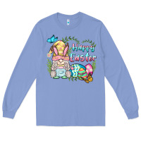 Colony Blue happy easter bunny gnome Long Sleeve Tee - BarkalooDesign