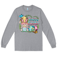 Heather Grey happy easter bunny gnome Long Sleeve Tee - BarkalooDesign
