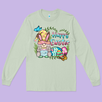 Happy Easter Bunny Gnome Long Sleeve Tee Designed By Barkaloodesign
