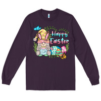 Plum happy easter bunny gnome Long Sleeve Tee - BarkalooDesign