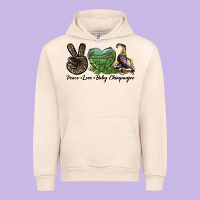 Leopard Peace Love Baby Chimpanzee Urban Hoodie Designed By Lillyallendesigns