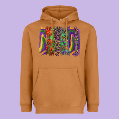 Mardi Gras Brushstroke Heavyweight Hoodie Designed By Ranaportraitstore