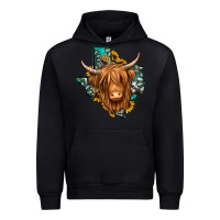 Black Texas map long haired shaggy cow Urban Hoodie - Jasminsmagicworld