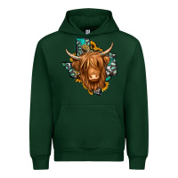 Forest Green Texas map long haired shaggy cow Urban Hoodie - Jasminsmagicworld
