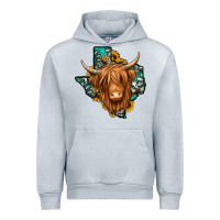 Heather Grey Texas map long haired shaggy cow Urban Hoodie - Jasminsmagicworld