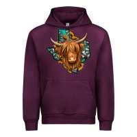 Mauve Wine Texas map long haired shaggy cow Urban Hoodie - Jasminsmagicworld