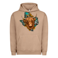 Pigment Burro Texas map long haired shaggy cow Urban Hoodie - Jasminsmagicworld