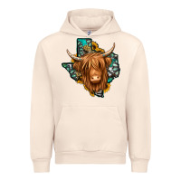 Sandshell Texas map long haired shaggy cow Urban Hoodie - Jasminsmagicworld