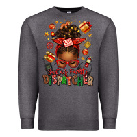 Charcoal Heather santa's favorite dispatcher afro messy bun Premium Sweatshirt - texasbilliewilder