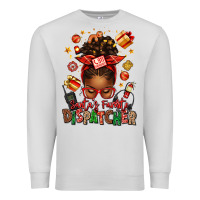 Dove Grey santa's favorite dispatcher afro messy bun Premium Sweatshirt - texasbilliewilder