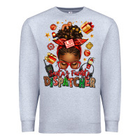 Heather Grey santa's favorite dispatcher afro messy bun Premium Sweatshirt - texasbilliewilder