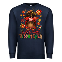 Navy santa's favorite dispatcher afro messy bun Premium Sweatshirt - texasbilliewilder
