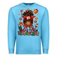 Ocean Blue santa's favorite dispatcher afro messy bun Premium Sweatshirt - texasbilliewilder