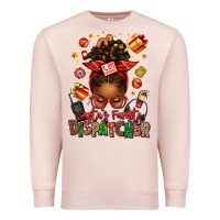 Pale Pink santa's favorite dispatcher afro messy bun Premium Sweatshirt - texasbilliewilder