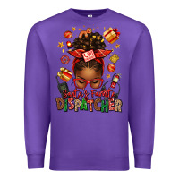 Purple santa's favorite dispatcher afro messy bun Premium Sweatshirt - texasbilliewilder