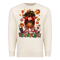 Santa's Favorite Dispatcher Afro Messy Bun Premium Sweatshirt | Teevron