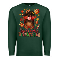 Sports Green santa's favorite dispatcher afro messy bun Premium Sweatshirt - texasbilliewilder