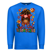 True Royal santa's favorite dispatcher afro messy bun Premium Sweatshirt - texasbilliewilder