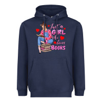 Navy just a girl who loves books Heavyweight Hoodie - texasbilliewilder