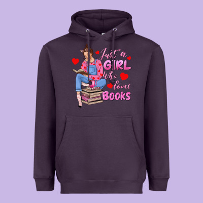 Just A Girl Who Loves Books Heavyweight Hoodie Designed By Texasbilliewilder