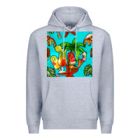 Heather Grey summer drinks and ice cream Premium Hoodie - BundleAndBundleShop
